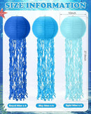 18 Pcs Jellyfish Paper Lanterns Mermaid Birthday Decorations Hanging Lantern Lamps for Ocean Theme Decor Under The Sea Party Supplies (Blue) by GreenHaven Gardens