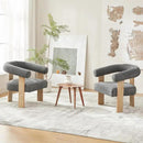 VKNOW Accent Chair Living Room Chair Set of 2, Modern Upholstered Armchair with Solid Wood Legs, Comfy Barrel Arm Chairs for Living Room Bedroom, Dark Grey by CozyNest Decor
