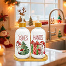 Hexagram Christmas Soap Dispenser Set of 2, Christmas Kitchen Decor, Xmas Gnomes Glass Soap Dispenser for Home Indoor Decorations, Xmas Refillable Lotion Essential Oil Dispensers with Pump by CozyNest Decor