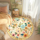 Floral 4ft Area Rug Machine Washable Soft Print Boho Carpet Non Slip Doormat Low Pile Flower Area Rugs for Living Room Bedroom Nursery Kitchen Dining Room Indoor-Ivory/Yellow by TinyTreasures Baby Boutique