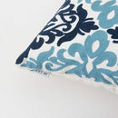 HWY 50 Blue Decorative Throw Pillow Covers 18x18 Inch (1 Piece), Embroidered Cotton Farmhouse Cushion Cover Pillow Case for Sofa Couch Living Room Bed Bedroon, Floral Geometric by CozyNest Decor