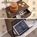 Modern Tilt-Out Trash Can Cabinet, 10 Gallon Fluted Laundry Hamper Cabinet with Drawers, Wooden Hidden Garbage Can Cabinets with Storage Basket, Free Standing for Kitchen and Living Room,Brown by CozyNest Decor