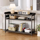 IRONCK Console Table, Sofa Table with Power Outlet, Farmhouse Hallway Table for Entryway, Living Room, Height Adjustable, Easy Assembly, Vintage Black, 43" by CozyNest Decor