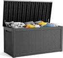 260 Gallon Resin Deck Box, Lockable Patio Outdoor Storage Box for Furniture, Garden Tools and Tools Storage, Waterproof Outside Storage Boxes - Black by CozyNest Decor