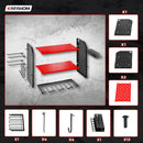 KAFAHOM Power Tool Organizer for Tool Storage, Drill Holder Wall Mount With 2 Side Pegboards, Metal Tool Shelf with 12 Hooks, Tool Organizers Storage Rack, Utility Cordless Drill Rack Red by GreenHaven Gardens