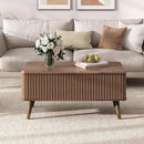 Lift Top Coffee Table with Storage,Mid Century Modern Coffee Table,Fluted Wood Rectangle Center Table for Living Room,Home Office,Walnut by CozyNest Decor
