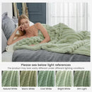 Cozy Bliss Faux Fur Throw Blanket for Couch, Cozy Warm Plush Striped Blanket for Sofa Bedroom Living Room, 50 * 60 Inches Sage Green by CozyNest Decor