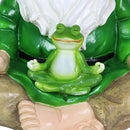 Exhart Solar Light-Up Meditating Gnome Statue w/LED Frog, Durable Resin Garden Décor, 8”x6.5”x10.5” by CozyNest Decor