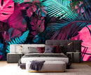 Tropical Plant Rose Red Banana Leaf Fabric Wallpaper Mural for Bedroom Living Room Basement(Not Self-Adhesive) by TinyTreasures Baby Boutique