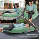 MOON PARK Pregnancy Pillows for Sleeping - U Shaped Full Body Maternity Pillow with Removable Cover - Support for Back, Legs, Belly, HIPS - 57 Inch - Green - Cooling Cover by TinyTreasures Baby Boutique