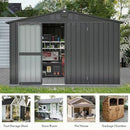 Domi Outdoor Storage Shed 10' x 8’, Metal Garden Shed with Galvanized Steel Frame for Bike, Tools, Lawn Mowers, Pool Toys, Outdoor Storage Cabinet with Lockable Door for Garden Lawn Patio (Dark Grey) by GreenHaven Gardens