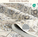 Washable Area Rug 5x7 for Living Room & Bedroom, Large Neutral Floral Rugs, Soft & Non Slip, Low Pile Wool Carpets for Indoor Under Table Dining Home Office Nursery Playroom, Beige by TinyTreasures Baby Boutique