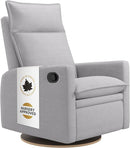 Jaymar Arya Modern Nursery Glider Recliner Chair – Cozy Nursing Chair with 360° Swivel for New Parents, Gentle Motion, Compact Design, High Back & Low Armrests, Canadian Made (Dove Grey/Como Fabric) by TinyTreasures Baby Boutique