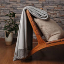 CUDDLE DREAMS Silk Throw Blanket with Hand-Knotted Fringe, Natural, Soft & Breathable (Herringbone Gray) by CozyNest Decor
