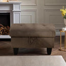 Ottoman Rectangular Storage Ottoman Bench, Flannel Footrest Stool Footstool with Lid for Living Room, Bedroom, Entryway, Dark Brown, 28.5"x19"x17.5" by CozyNest Decor