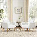 Chenille Fabric Accent Chairs Set of 2, Upholstered Armchair with Solid Wood Legs, Modern Living Room Accent Chair, Comfy Single Sofa Reading Club Chair for Bedroom Reception Lounge, White by CozyNest Decor