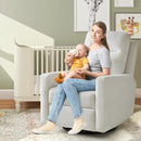 Power Swivel Recliner Chair – Nursery Glider Rocker with USB & Type-C, High Back Reclining Chair for Breastfeeding & Baby Room, Linen Fabric, Beige Grey by TinyTreasures Baby Boutique