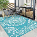 Pauwer Waterproof Outdoor Rug 5x8, Reversible Plastic Straw Patio Camping Rug, Indoor Outdoor RV Mat Carpet for Deck, Camper, Porch, Balcony, Backyard, Picnic, Boho Teal by GreenHaven Gardens