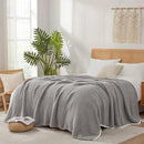 Snuggle Sac Soft Waffle Blanket, Grey Bedding Blankets Queen Size 90x90 inches, Reversible Microfiber Fluffy Fuzzy Grey Blanket Cozy Knit Blanket for Women Mothers Birthday Gifts by CozyNest Decor