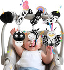 Spiral Car Seat Toys for Babies, 0-6 Months Stroller Pram Activity Hanging Toys High Contrast Black and White Sensory Toy, Newborn Soft Plush Travel Toy for Newborn Boys Girls Gift by TinyTreasures Baby Boutique