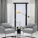 Oversized Accent Chair Set of 2 for Living Room Chairs Reading Arm Chair Comfy Modern Single Sofa Side Chairs with Metal Legs & Soft Cushion for Bedroom, Balcony,Waiting Room (Polyester, Grey) by CozyNest Decor