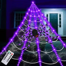 16.4 X 15.8Ft Giant Spider Web Halloween Decorations with 250 LED Lights, Halloween Spider Web Outdoor with 5Ft Large Spider, 3.53 Oz Stretch Web and 20 Small Spiders for Yard House Party Decoration by CozyNest Decor