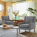 COLAMY Modern Wingback Living Room Chair, Upholstered Fabric Accent Armchair, Single Sofa Chair with Lounge Seat and Wood Legs for Bedroom/Office/Reading Spaces, Gery by CozyNest Decor