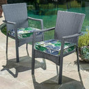 LVTXIII Patio Chair Cushions 19"x19"x3", Water-Repellent Outdoor Seat Cushions for Patio Furniture, Square Chair Pads with Ties for Home Garden Decoration, Set of 2, Islamorada Blue Green by GreenHaven Gardens