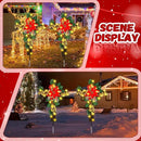 Ganeen 2 Pcs Solar Stake Christmas Outdoor Decorations Christmas Yard Stake Decor LED Lights Cemetery Grave Cross Poinsettia Decor for Holiday Garden Pathway Lights (Poinsettia) by GreenHaven Gardens