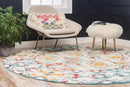 Unique Loom Rosso Collection Vintage, Geometric, Bohemian, Traditional, Distressed, Southwestern Area Rug, Round 4' 0" x 4' 0", Multi/Ivory by CozyNest Decor