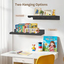 Nursery Book Shelves, 4 Pack Black Floating Shelves for Wall, Wood Scalloped Shelves for Storage Books, Wall Book Shelf for Kids Rooms, Bedroom, Toddler Room, Baby Room, Nursery Decor by TinyTreasures Baby Boutique