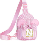 Gifts for Girls Kids, Initial Pink Small Crossbody Bag Sling Bag for Girl Kid Gift for Sister Daughter Birthday Letter Sling Bags for Girls Kids Birthday Gifts (Pink N) by TinyTreasures Baby Boutique