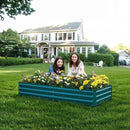 2Pcs Raised Garden Bed - 2 Pack Large Metal Planter Boxes for Vegetables, Flowers, and Herbs - Includes 2 3ft x 30ft Weed Barrier Fabric and 1 Pair of Gloves - Green (8x4x1ft, 2pcs) by GreenHaven Gardens