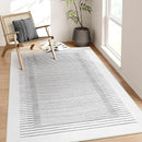 Wonnitar 5x7 Washable Striped Living Room Area Rug, Non-Slip Grey Boho Rugs for Bedroom, Low Pile Soft Minimalist Floor Carpets for Dining Room Home Office (Grey,5' x 7') by CozyNest Decor