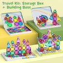 Magnetic Tiles Travel Toys for Kids 4-8, 42PCS Candy Color STEM Building Blocks with Visual Storage Guide & Metal Case, Airplane Activities & Toddler Travel Essentials Ages 3-5 by TinyTreasures Baby Boutique