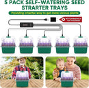 BlumWay Self-Watering Seed Starter Tray Kit with Grow Light and Humidity Dome,3 Color Growing Light,5-Pack 60-Cell Plant Seedling Tray,Reusable Plastic Germination Trays,Timed Light Plant Starter Set by GreenHaven Gardens