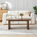 Rectangular Fluted Coffee Table, Farmhouse Wood Coffee Table Mid Century Modern Center Table Boho Living Room Tables for Living Room Office (Walnut, 19.69" D x 43.3" W x 17.72" H)