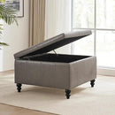 HUIMO Square Leather Storage Ottoman,Ottoman Coffee Table with Storage for Living Room (Taupe) by CozyNest Decor