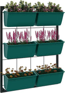 Outsunny 3-Tier Wall Planter with 6 Pots for Indoor and Outdoor Use, Hanging Plant Holder, Self Draining Wall Mounted Planter for Vegetables, Flowers, Herbs, Green by CozyNest Decor