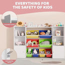 Xilingol Kids Toy Storage Organizer W/8 Removable Toy Bins, 4-Tier Toy Organizers W/6 Storage Cubbies, Kid Bookshelf and Toy Storage for Playroom, Bedroom, Kids Room, Classroom by CozyNest Decor