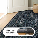 Joydeco Machine Washable Area Rugs 5x7, Boho Floral Rug for Bedroom Non Slip, Soft Forest Botanical Low-Pile Floor Indoor Throw Carpet for Living Dining Room Dorm Office, Blue-Black by TinyTreasures Baby Boutique