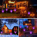 Purple Solar Lights Outdoor, 8 Pack Solar Flicker Flame Torch Lights Waterproof 12 LED Mini Tiki Torch Lights for Outside Landscape Garden Pathway Dusk to Dawn Auto On/Off by GreenHaven Gardens