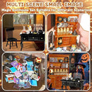 Rileryan 54 Pcs 1:12 Scale Magic Witchy House Kit Miniature Furnitures Accessories Mini Wooden Bookshelf Bookcase 30 Mini Books Desk Chair Halloween Decoration by CozyNest Decor