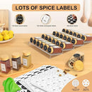 24 Spice Jars with Spice Drawer Organizer, 355 Spice Labels, 4 Pack Expandable From 11'' to 21'' Acrylic Spice Rack for Drawer, Seasoning Containers Storage Organization for Kitchen Cabinet Countertop by CozyNest Decor
