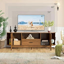 63" Fluted TV Stand for Tvs up to 70", Mid-Century Modern Entertainment Center with Drawers and Fluted Doors, Curved TV Media Console Table with Sliding Doors for Living Room, Bedroom (63") by CozyNest Decor