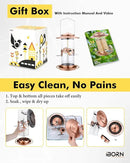 iBorn Metal Bird Feeder for Outside Hanging,Wild Bird Feeders for Cardinal,18cm Large Roof&Tray Brushed Copper 10 Port(Seed is not Included) by CozyNest Decor