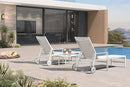 PURPLE LEAF Outdoor Chaise Lounge Set Adjustable Sunbathing Recliner with Armrest and Side Table for Poolside Beach Outside Patio Aluminum Chaise Lounger Cream by GreenHaven Gardens