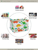 Rectangular Folding Laundry Basket, Canvas Basket,Nersury Hamper,Suitable for Children,Office,Bedroom,Clothes,Toys Storage（Dinosaur Paradise） (1) by TinyTreasures Baby Boutique