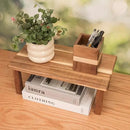 Acacia Wooden Desktop Organizer Shelf Kitchen Cabinet and Counter Riser Display Shelf for Top of Desk Home Office Bathroom Coffee Table Display Stand by CozyNest Decor