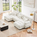 U Shaped Couch Sectional Couch, 3-Seater Cloud Couch Sectional Oversized Couch, Sofa Bed Couch with Round Bolster Armrests 5 Pillows, Modular Couch Home Sofa Living Room Couch(White) by CozyNest Decor
